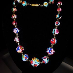 🏵Vintage Venetian Millefiori Glass Bead Necklace